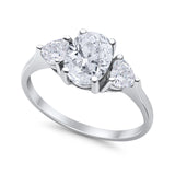 Fashion Promise Ring 3-Stone Simulated Cubic Zirconia 925 Sterling Silver