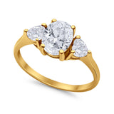 Fashion Promise Ring 3-Stone Simulated Cubic Zirconia 925 Sterling Silver