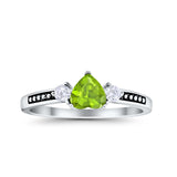 Heart Promise Ring Simulated Cubic Zirconia Black Accent 925 Sterling Silver