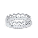 Eternity Heart Crown Band 925 Sterling Silver