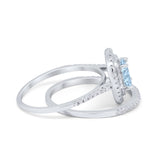 Halo Wedding Piece Bridal Ring Oval Simulated Cubic Zirconia Sterling Silver
