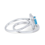 Halo Wedding Piece Bridal Ring Oval Simulated Cubic Zirconia Sterling Silver