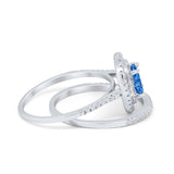 Halo Wedding Piece Bridal Ring Oval Simulated Cubic Zirconia Sterling Silver