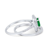 Halo Wedding Piece Bridal Ring Oval Simulated Cubic Zirconia Sterling Silver
