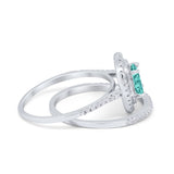 Halo Wedding Piece Bridal Ring Oval Simulated Cubic Zirconia Sterling Silver