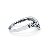 Midi Thumb Ring V Band Chevron Celtic Braid Oxidized Style 925 Sterling Silver