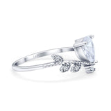 14K Gold Chevron Teardrop Pear Cubic Zirconia Engagement Ring