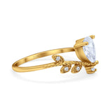 14K Gold Chevron Teardrop Pear Cubic Zirconia Engagement Ring