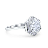 14K Gold Art Deco Hexagon Shape Cubic Zirconia Engagement Ring