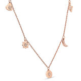 Dangling Moon Star Heart Diamond Necklace 14K Gold 0.07ct