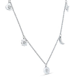 Dangling Moon Star Heart Diamond Necklace 14K Gold 0.07ct