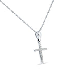 14K Gold 0.10ct Cross Diamond Pendant Chain Necklace 18 Inch Long