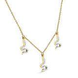 Dangling Diamond Snake Necklace 14K Gold 0.13ct