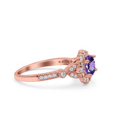 14K Gold 1.25ct Floral Art Deco Round 6mm G SI Diamond Engagement Wedding Ring
