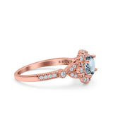 14K Gold 1.25ct Floral Art Deco Round 6mm G SI Diamond Engagement Wedding Ring