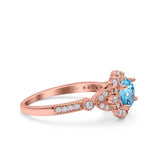 14K Gold 1.25ct Floral Art Deco Round 6mm G SI Diamond Engagement Wedding Ring