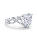 14K Gold Art Deco Heart Promise Twisted Shank Cubic Zirconia Wedding Ring