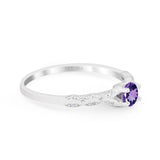 14K Gold 0.33ct Round Petite Dainty Art Deco 4mm G SI Diamond Engagement Wedding Ring