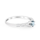 14K Gold 0.33ct Round Petite Dainty Art Deco 4mm G SI Diamond Engagement Wedding Ring