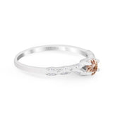 14K Gold 0.33ct Round Petite Dainty Art Deco 4mm G SI Diamond Engagement Wedding Ring