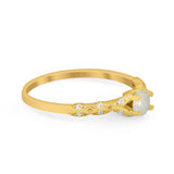 14K Gold 0.33ct Round Petite Dainty Art Deco 4mm G SI Diamond Engagement Wedding Ring