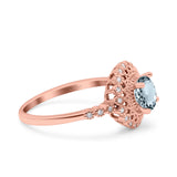 14K Gold 0.77ct Halo Art Deco Round 5.5mm G SI Diamond Engagement Wedding Ring