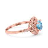 14K Gold 0.77ct Halo Art Deco Round 5.5mm G SI Diamond Engagement Wedding Ring