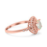 14K Gold 0.77ct Halo Art Deco Round 5.5mm G SI Diamond Engagement Wedding Ring