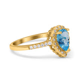 14K Gold 1.42ct Teardrop Pear Halo 8mmx6mm G SI Diamond Engagement Wedding Ring
