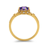 14K Gold 1.34ct Round Art Deco Fashion 7mm G SI Diamond Engagement Wedding Ring