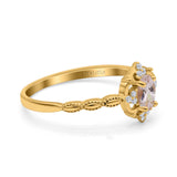 14K Gold 0.5ct Oval Vintage Floral 6mmx4mm G SI Diamond Engagement Wedding Ring