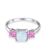 3 Stone Fashion Ring Princess Cut Simulated Cubic Zirconia 925 Sterling Silver