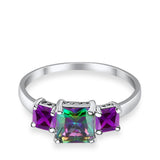 Halo Art Deco Wedding Ring Round Simulated Cubic Zirconia 925 Sterling Silver