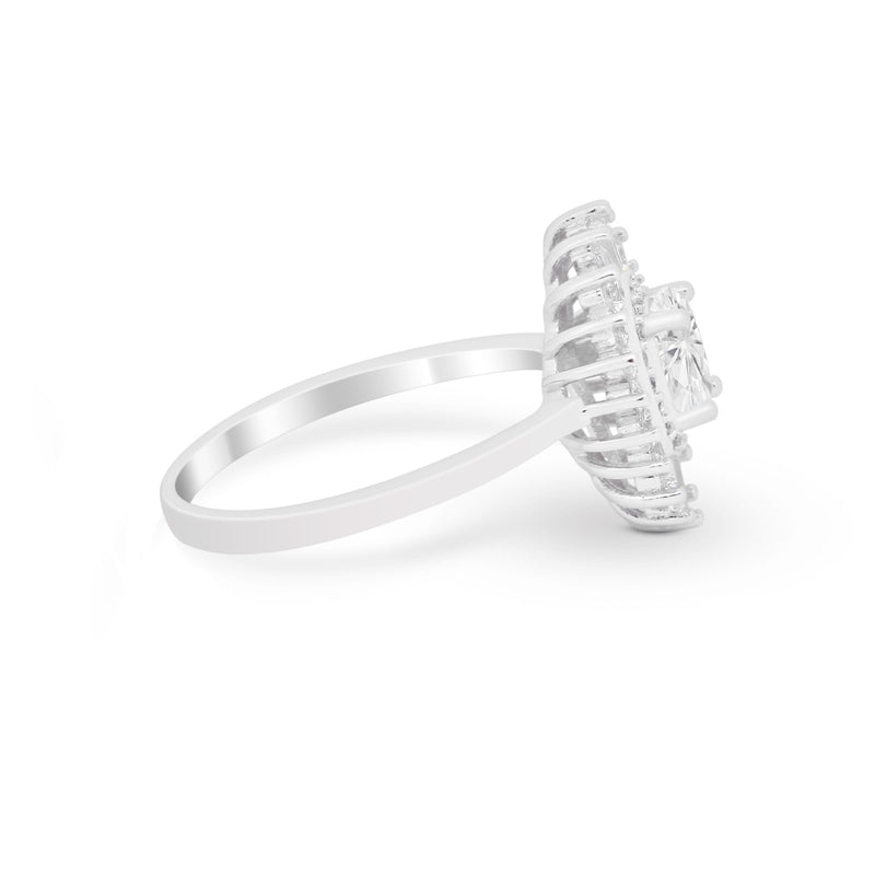 Art Deco Baguette CZ Engagement Ring in 925 Sterling Silver