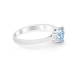 Three Stone Wedding Ring Pear Round Simulated Cubic Zirconia 925 Sterling Silver