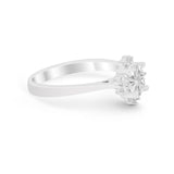 Halo Floral Art Deco Wedding Engagement Ring Round CZ 925 Sterling Silver