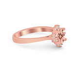Halo Floral Art Deco Wedding Engagement Ring Round CZ 925 Sterling Silver