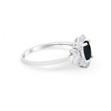 Oval Wedding Ring Vintage Round Simulated Cubic Zirconia 925 Sterling Silver