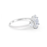 Oval Wedding Ring Vintage Round Simulated Cubic Zirconia 925 Sterling Silver