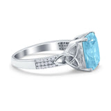 Emerald Cut Celtic Engagement Ring Simulated Cubic Zirconia 925 Sterling Silver