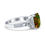 Emerald Cut Celtic Engagement Ring Simulated Cubic Zirconia 925 Sterling Silver