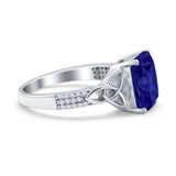 Emerald Cut Celtic Engagement Ring Simulated Cubic Zirconia 925 Sterling Silver