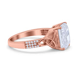 Emerald Cut Celtic Engagement Ring Simulated Cubic Zirconia 925 Sterling Silver