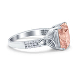 Emerald Cut Celtic Engagement Ring Simulated Cubic Zirconia 925 Sterling Silver