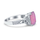 Emerald Cut Celtic Engagement Ring Simulated Cubic Zirconia 925 Sterling Silver