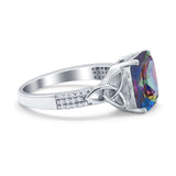 Emerald Cut Celtic Engagement Ring Simulated Cubic Zirconia 925 Sterling Silver