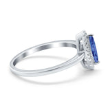 Halo Marquise Engagement Ring Simulated Cubic Zirconia 925 Sterling Silver