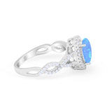 Art Deco Twisted Shank Wedding Ring Oval Round Cubic Zirconia 925 Sterling Silver
