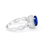Art Deco Twisted Shank Wedding Ring Oval Round Cubic Zirconia 925 Sterling Silver