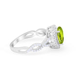 Art Deco Twisted Shank Wedding Ring Oval Round Cubic Zirconia 925 Sterling Silver